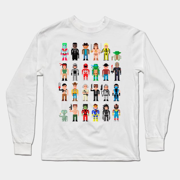 Pixel Characters Long Sleeve T-Shirt by PopGeek